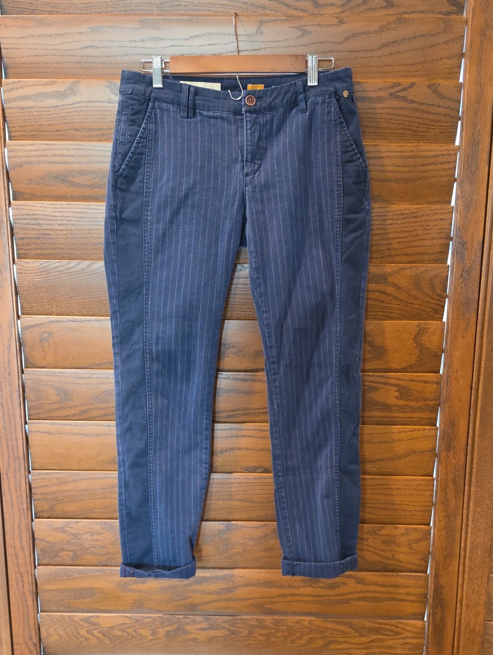 Anthropologie Pilcro And The Letterpress Women's Navy Pinstripe Casual Trousers